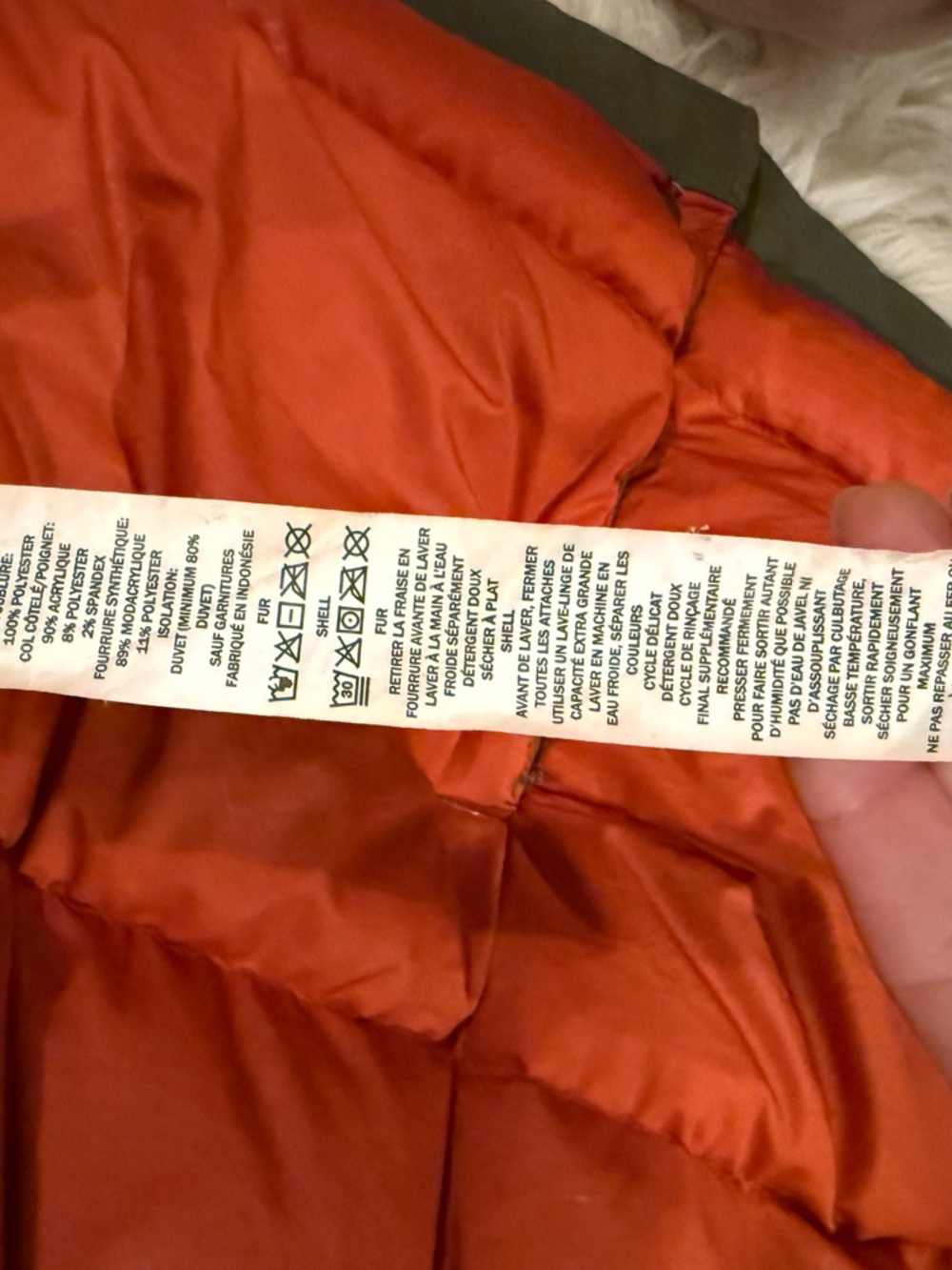 L.L.Bean Olive Green Winter Down Parka with Orange Lining - Picture 5 of 6